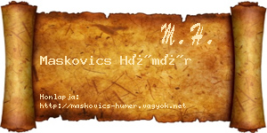 Maskovics Hümér névjegykártya